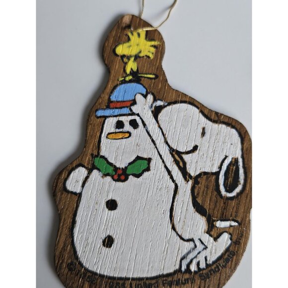 Snoopy and Woodstock Christmas Ornaments Vintage Set of 3 50s & 60s Wooden Retro - Picture 8 of 10